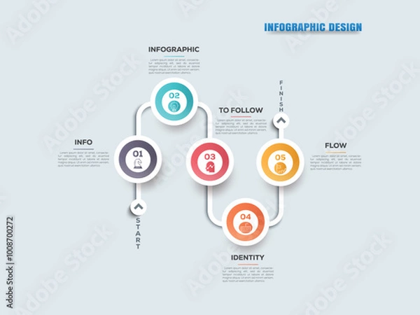 Fototapeta Best Presentation business infographic template with 5 steps
