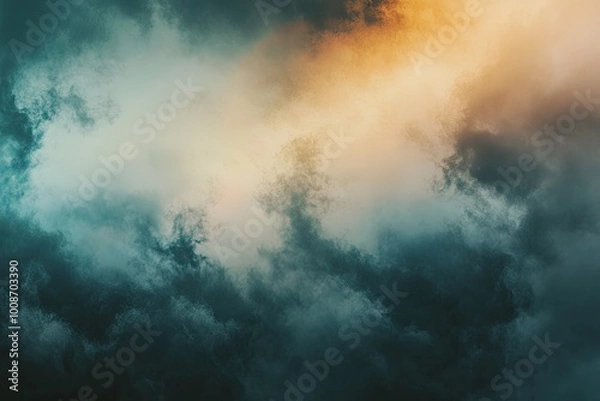 Obraz A cloudscape with a faint, dreamy rainbow arching through misty clouds