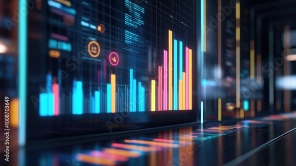 Obraz Colorful Data Visualization on Digital Screen