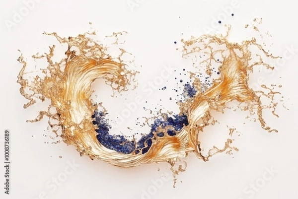 Fototapeta Tidal Impact Necklace: Gold Leaf and Lapis Lazuli Crashing Wave