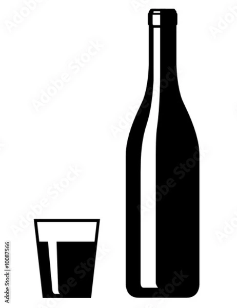 Obraz Bottiglia di vino con bicchiere