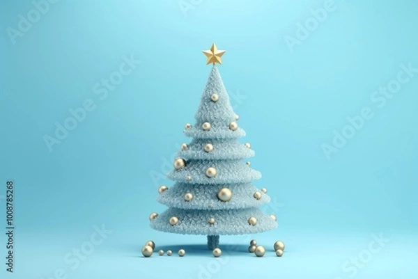 Obraz Christmas tree snow blue.
