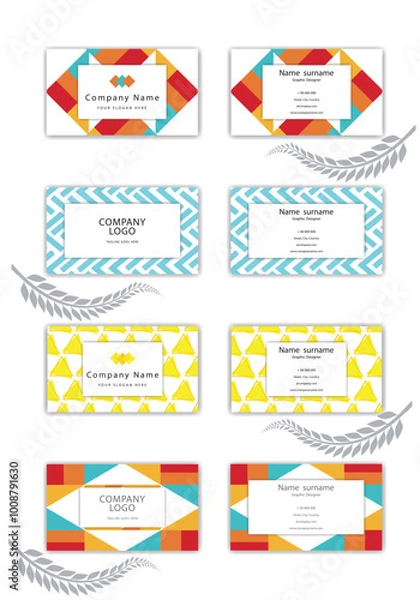 Obraz Print a Visiting card with colorful triangles.