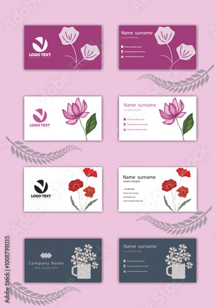 Obraz Print Floral visiting card template set.