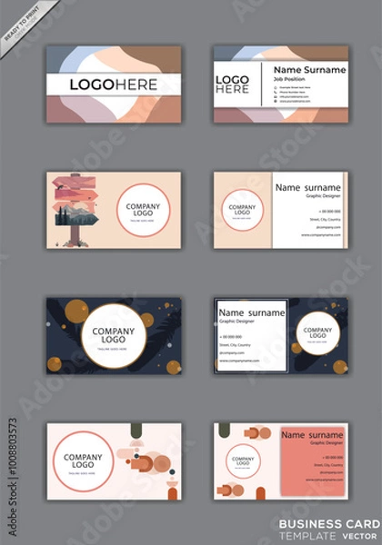 Obraz Print 4 pics Simple And Corporate Abstract Business Card Template.