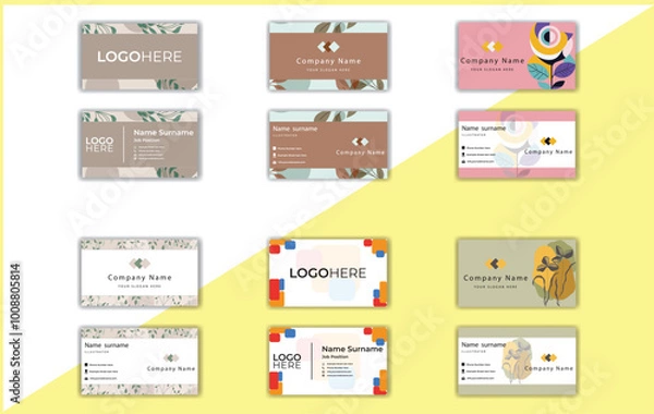 Obraz Business Card Set Template with Abstract Floral Design.