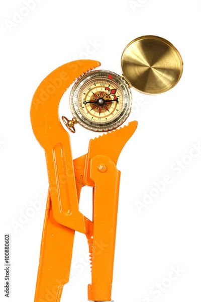 Fototapeta Wrench and compass