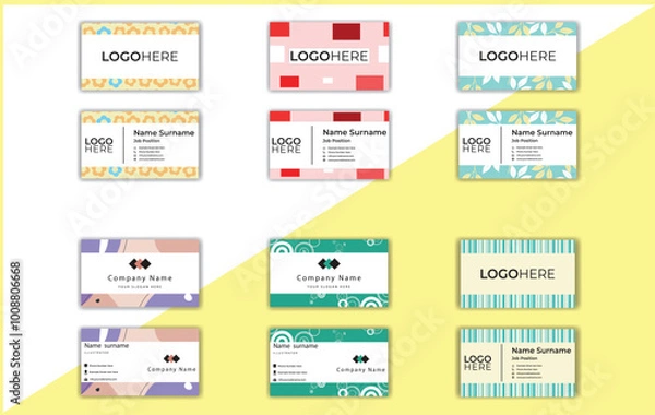 Obraz business card, business card template, Double-sided creative Professional modern simple unique blue minimalist gold elegant vector blank vertical and clean business card design print template.