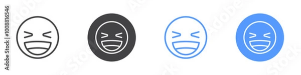 Fototapeta Laughing icon Thin outline art symbol