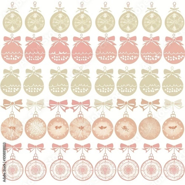 Obraz A collection of delicate, pink and beige ornaments, perfect for a festive design.  - Seamless Pattern 