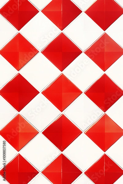 Obraz geometric pattern seamless tiles white and red