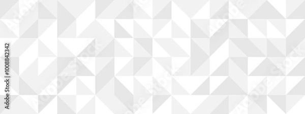 Obraz White seamless background of triangles in modern style, flat vector illustration. Cover of gray geometric shapes in retro texture for web design or postcard.