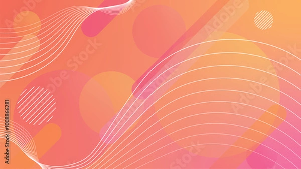 Fototapeta Landing page Template - Fluid abstract design with orange gradient - Trendy background