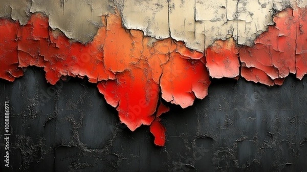 Fototapeta Abstract texture of peeling paint in vibrant colors.