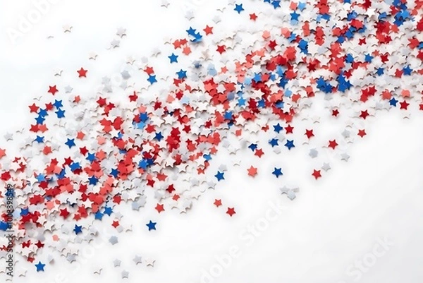 Fototapeta Design card or poster for American celebration Independence day 4 th July with cylinder hat, flag and firework
