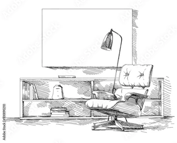 Obraz Modern interior hand drawing vector.