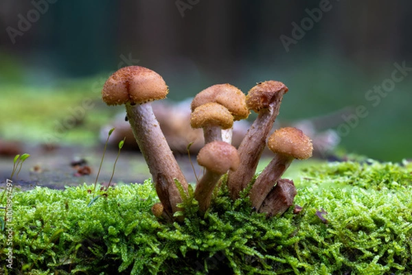 Obraz Eine Pilzfamilie in herbstlicher Umgebung
