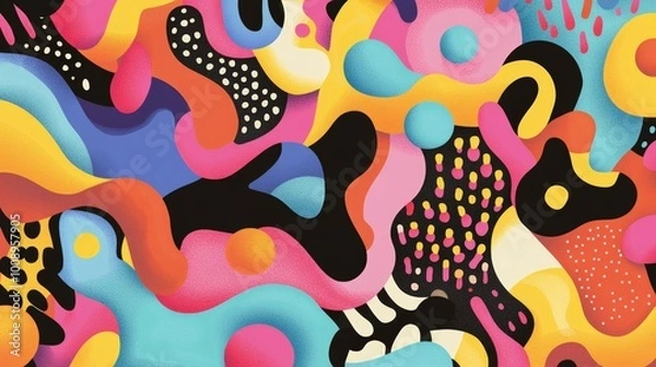 Fototapeta groovy cartoon-style designs pattern