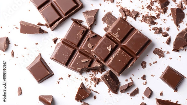 Obraz Broken chocolate bars , Captured With Sony 85mm , Quality Enhanced With Ai 