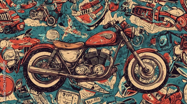 Obraz Vehicle doodles background
