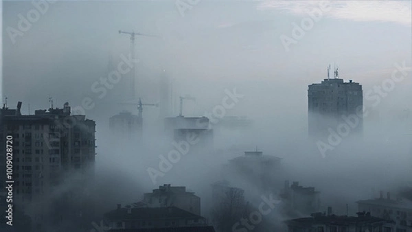 Obraz fog over the city