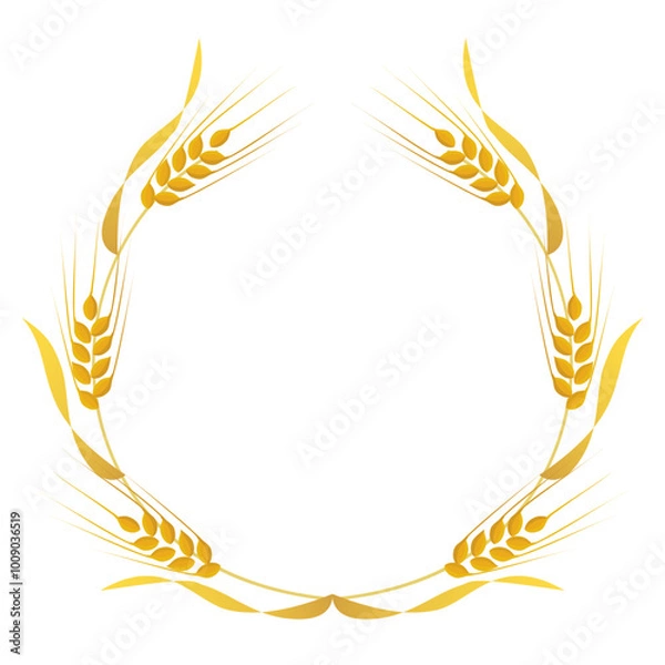 Obraz Circular decorative border frame with golden ears of barley