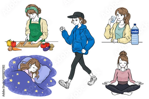 Obraz 健康的な女性のライフスタイルセット