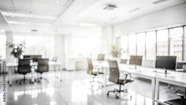 Obraz Bright and Pristine Office Environment: An Abstract and Inviting Background for a Clean and Productive Workspace






