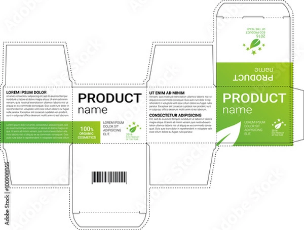 Obraz Box design, die-stamping. Vector template