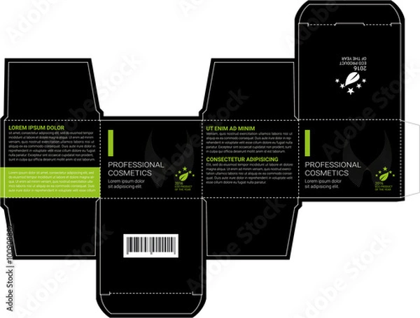 Obraz Box design, die-stamping. Vector template