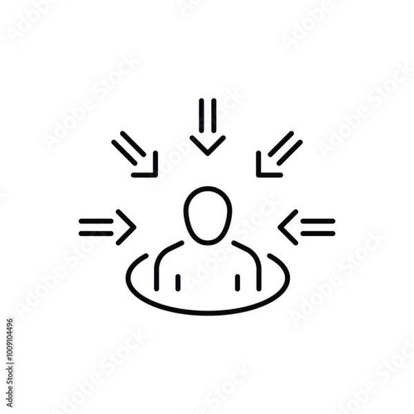 Obraz Customer centricity icon. Simple outline style. Centric consumer, client first approach, person, central, people, human focus concept. Thin line symbol. Vector illustration isolated.