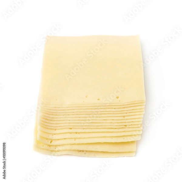 Obraz Stack of multiple cheese slices isolated