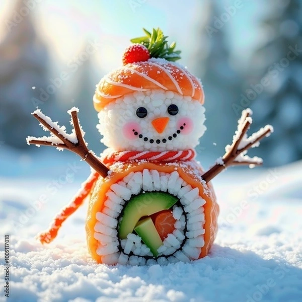 Obraz Sushi Snowman Winter Food Art