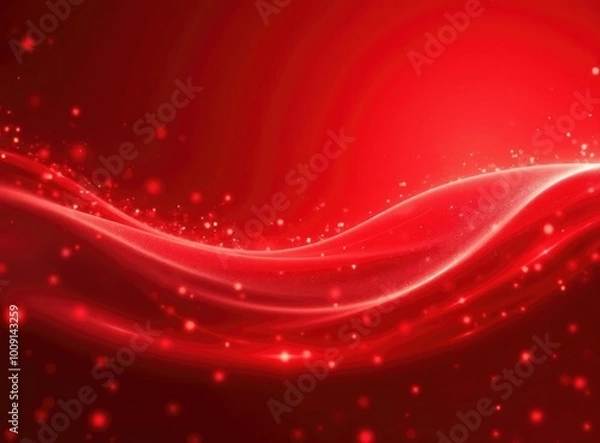 Fototapeta Abstract modern red waves background or backdrop with glow and bokeh