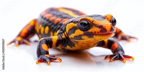 Obraz Colorful isolated salamander on a white background showcasing vibrant patterns and body structure