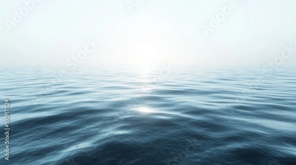 Fototapeta Calm Blue Ocean Water Surface with Sunlight Reflection