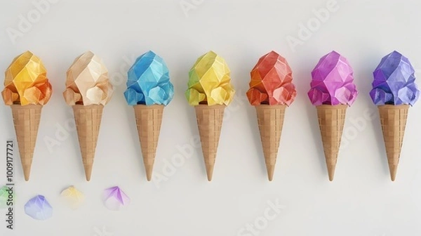 Fototapeta Simplified Ice Cream Cones Set