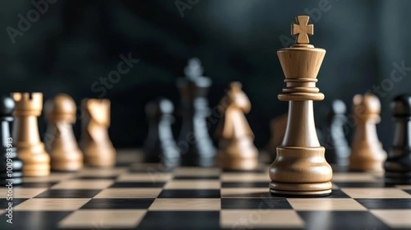 Obraz Chess pieces on a board, strategic game.