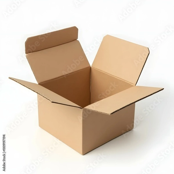 Fototapeta Empty Brown Corrugated Box for Storage and Delivery.