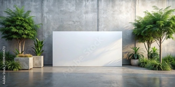 Fototapeta Empty white room with plants in a modern building