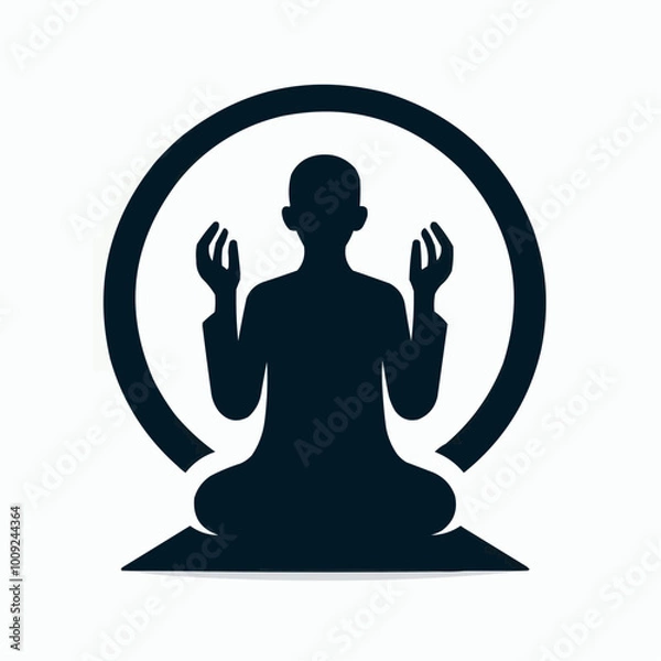 Fototapeta Silhouette vector of Muslim person praying on a white background.	