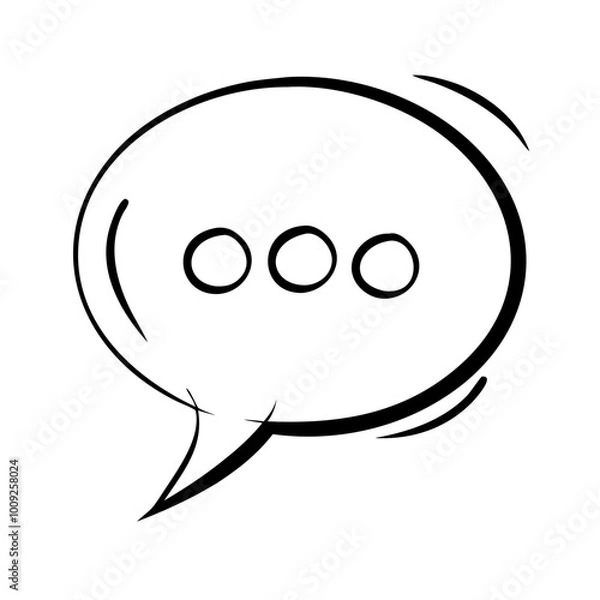 Fototapeta Hand-drawn speech bubble with ellipsis indicating ongoing conversation