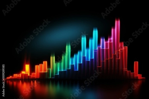 Fototapeta Isolated ascending histogram on dark background for precise data visualization and analysis