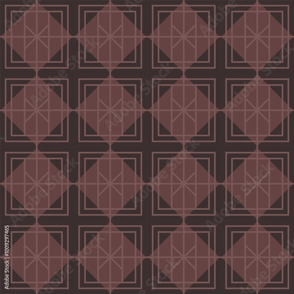Fototapeta Dark brown geometric Seamless pattern. Abstract geometric Pattern. Geometric tile.