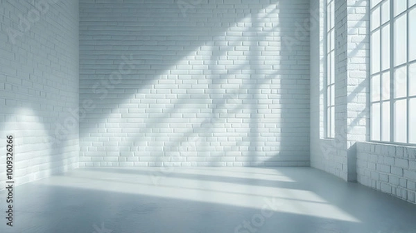 Fototapeta White Brick Wall Room Interior Illustration