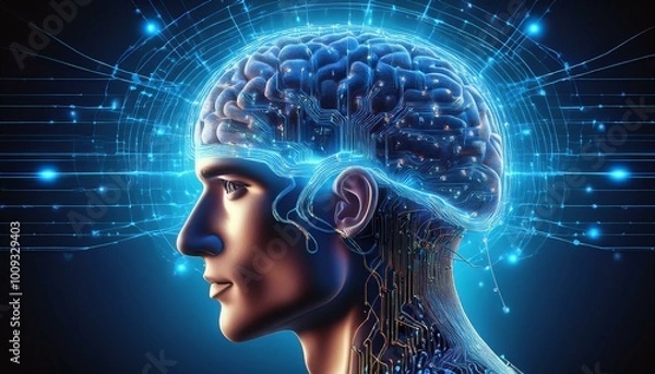 Fototapeta AIや人口知能の電子的なイメージ画像