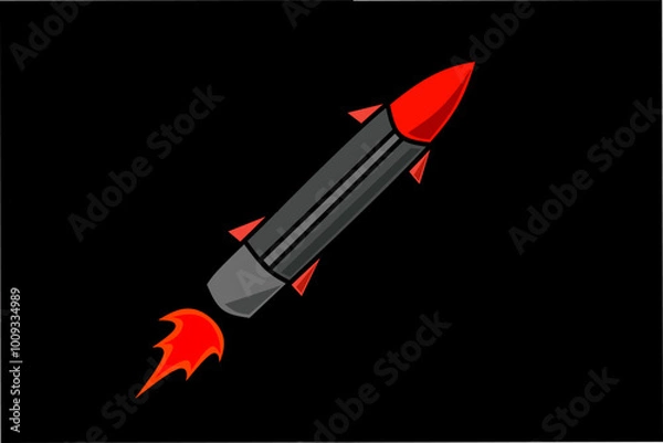 Obraz Illustration of missile, rocket, nuclear with black background 