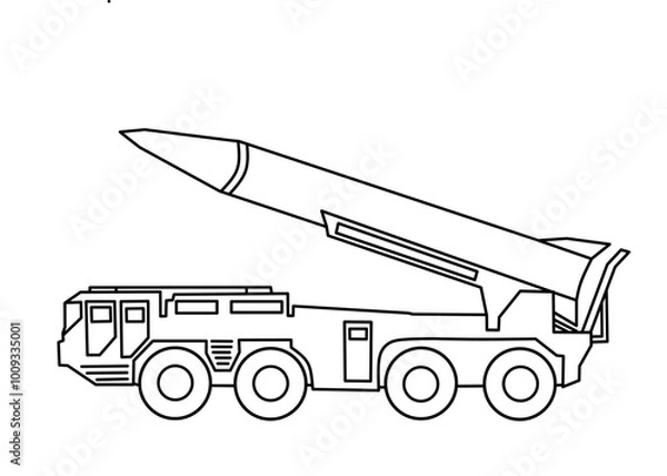 Obraz Rocket Missile combat vehicle sketch illustration
