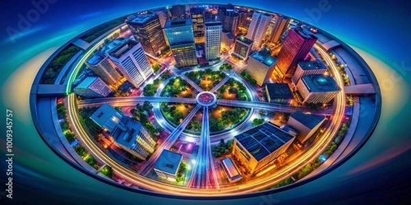 Fototapeta Isometric Circle Design with Geometric Shapes and Bright Colors for Modern Graphic Projects