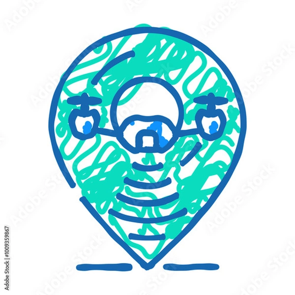 Fototapeta gps navigation autonomous delivery doodle icon sketch vector. gps navigation autonomous delivery sign. isolated symbol illustration